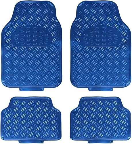 EVOKK Heavy Duty 5kg Rubber Car Mats - Non-Slip Deep Dish Floor Mats for Cars, SUVs, Vans & Trucks | Waterproof All-Weather Protection (Front + Rear Set) (BLUE)
