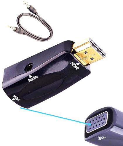 FENGHAISHUN HDMI to VGA Adapter VGA Female to HDMI Male Gold Plated 1080P | Connector Converter with 3.5mm Audio Jack Cable 50cm/19.68inch for PC HDTV Desktop Laptop Projector Monitor