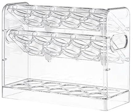 IQWENDHM Refrigerator side door egg storage box multi-layer large capacity storage rack freezer kitchen freshness shelf Transparentwhite