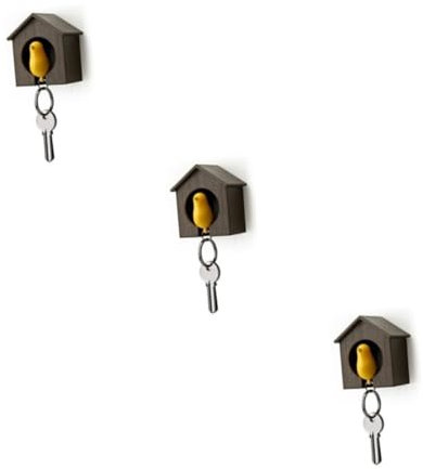 OKUMEYR 3stücke Vogelhaus Schlüsselanhänger Mit Gelbem Spatz Braunes Design Alarmpfeife Und Praktische Schlüsselaufbewahrung Für Erwachsene