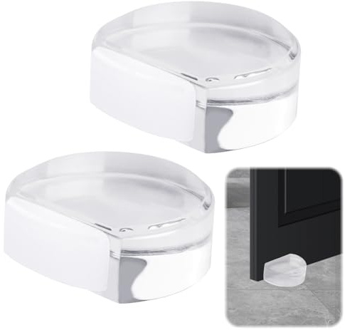 2 Stück Transparente Türstopper Boden Selbstklebend, Türstopper Boden Transparente, Kleben Bodentürstopper, Halbrunde Türpuffer für Alle Hartböden, Schützt Wände und Möbelv
