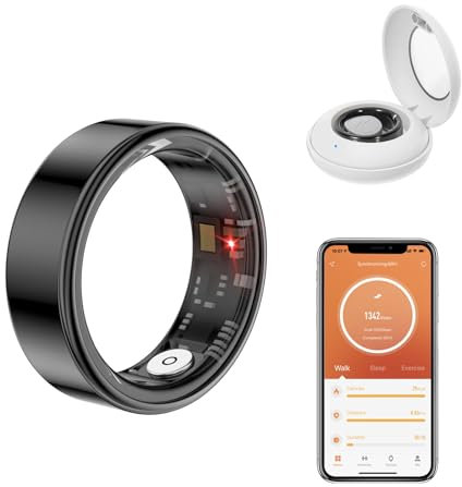 Smart Ring Herren und Damen, Smartring Fitness Tracker mit Ladeetui, IP68 Wasserdicht, Herzfrequenz Blutsauerstoff Schlaf Sport, Kompatibel mit iOS/Android (11#)