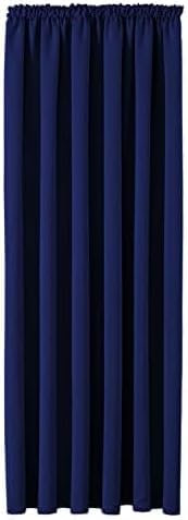 Imperial Rooms Blackout Pencil Pleat Curtains for Bedroom 66x84 Inch Drop Navy Curtain Thermal Insulated Door Curtain, 1 Panel with Tieback