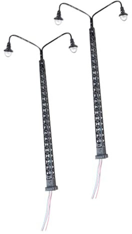 PLAFOPE 2stücke Miniatur Eisenbahn Laternenpfosten Schwarz Maßstab Warmweiß Led Licht Modellbahn Zubehör Sandtisch Dekoration Gebäude Landschaft