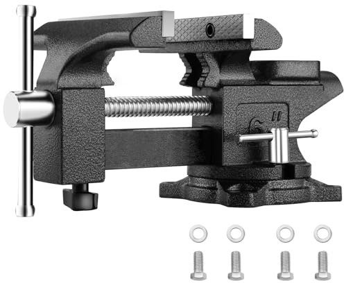 TEENO Werkbank-Schraubstock drehbar um 270 °, Backenbreite 150 mm, Werkbank-Schraubstock aus Stahlguss, Spannkraft von 1000 kg