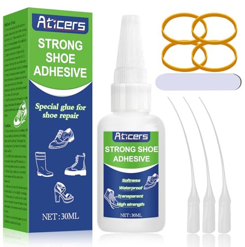 Schuhsohlenkleber, Schuhkleber Extra Stark Wasserfest, Flexibel und Stark Schuhsohlenkleber, Transparent und Schnelltrocknend, Geeignet für Sportschuhe, Sohlen, Stiefel, Sandalen, Leder usw (30g)