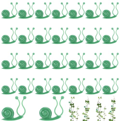 Lyreh 30pz Clip per Fissaggio Parete Piante Rampicanti, Gancio Autoadesivo Plastica Pothos Clip Piante Supporto Invisibile Trazione Viti Fissaggio Fili Supporto Interni Esterni(Verde)
