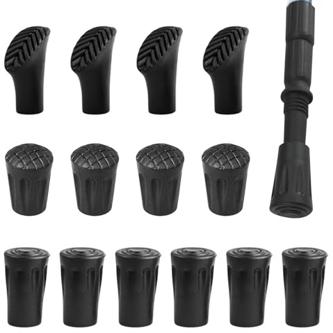 Huoflame Wanderstöcke Gummipuffer Set – 6/14 Stück Anti-Rutsch Ersatz Gummikappen für Walking Stöcke & Trekkingstöcke – Gummi Schutz Endkappen für Asphalt Kies Gelände Camping Outdoor (14)