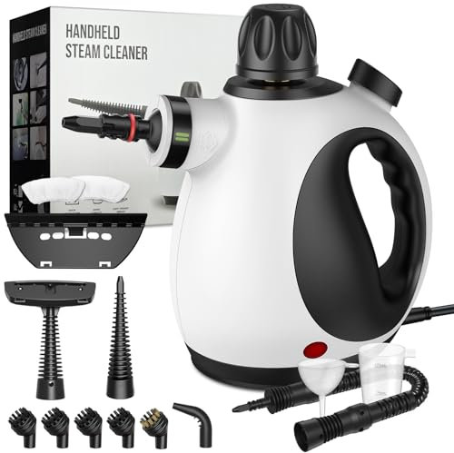 GalhanEhe Steam Cleaner, Multi-Purpose Portable steam cleaner handheld With Safety Lock And 14 Accessories, Pressurized Handheld Steam Cleaner for Home/Bathroom/Windows/Kitchen/Stove (Black&White)
