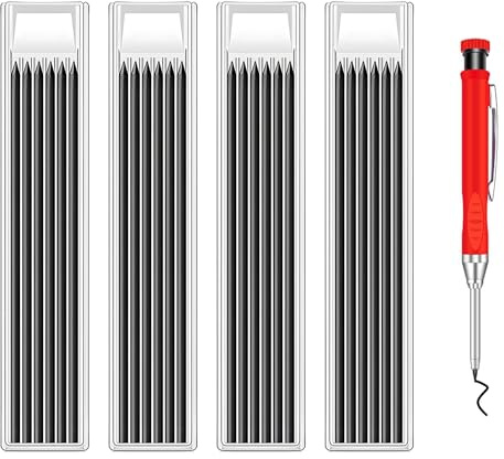 24 PCS Recargas de Lápices de Carpintero, 2,8 mm Repuesto para Lápices de Carpintero Sólido Minas de Lápiz Negro, Recargas de Lápiz Impermeable para Dibujo de Arquitecto para Arquitecto, Carpintería