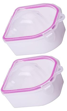 CLISPEED 2 piezas Cuencos de Manicura Acrílicos para Remojo de Uñas Resistentes y Seguros Cuencos de Doble para Ablandar Cutículas y Facilitar el Removedor de Esmalte para de Uñas y