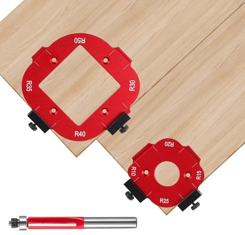 Lot de 2 gabarits à rayon d'angle pour toupie avec coupe-bordure, gabarits à arc réglables pour le travail du bois, plusieurs options de rayon de R10 à R50