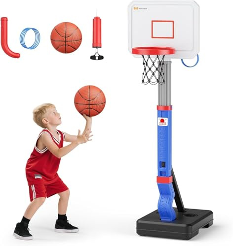 Basketballständer, Hauteur de 68 à 133cm,Basketballkorb Kinder Set mit Höhenverstellung Inklusive Bälle und Luftpumpe Jahrenverstellbare