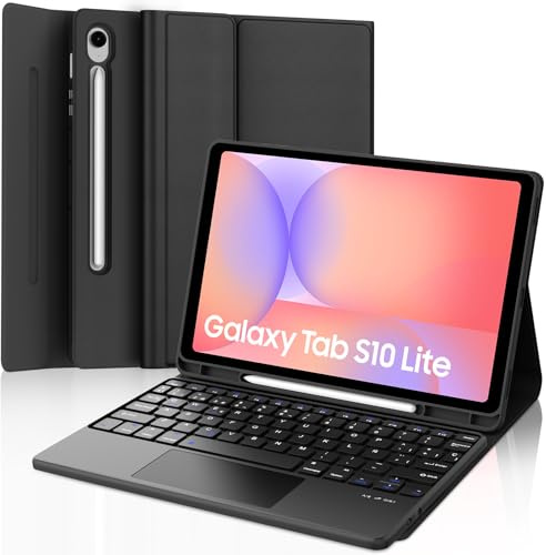 FOGARI Teclado con Touchpad para Samsung Tab S10 Lite/S10 FE/S9 FE 10.9 | Funda para Galaxy Tab S10 Lite con Español Ñ Teclado Bluetooth con Trackpad para Tablet Samsung S10 Lite/S10 FE, Negro
