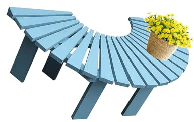 Trädbänk Runtom, Halvrund Uteplats I Trä, For Gräsmatta, Trädgård Och Pool (endast Bänkar)(Blue)