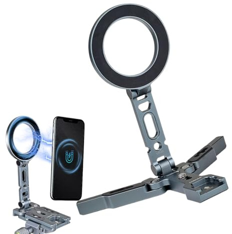 Magnetisches Dreibein-Stativ für Telefon - Magnetisch Starker Schreibtischhalter für Smartphone, verstellbarer Halter für Fitnessstudio Camping Aufnahmen Strand Abenteuer im Freien Vlogging