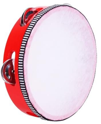 YIXANNX Musikalische Fähigkeiten Holz Tamburin, unverzichtbares Instrument für Musiker, hölzernes rundes Tamburin, Hand Geschenke , Rot , 8 Zoll
