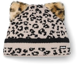 Eisbär Mütze Damen Leo Beige mit Leopardenmuster - Wintermütze, warm | Limited Edition, Fleecefutter, atmungsaktiv, warme Wintermütze, Strickmütze, weiche Merinowolle, Beanie mit Leo Ohren