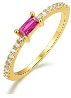 Lirzxin Verlobungsring Gold Damen 585 14K, Ehering Frauen Schlicht Geometrisch Rechteckig Turmalin und Rund Moissanit Hochzeitsringe Trauringe Partnerringe Gelbgold Größe 57 (18.1)
