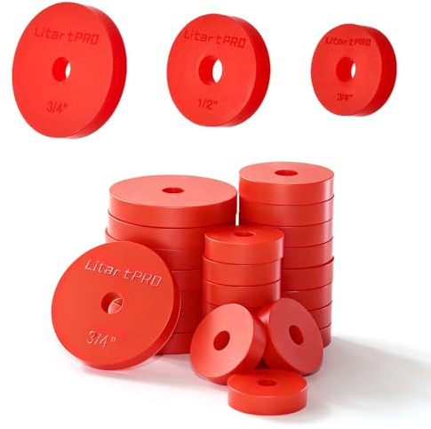 LitartPRO Silicone Tap Washers, 24 Pack for 3/8, 1/2 & 3/4 Taps | Red Replacement Faucet Washers for Leak Repair & Maintenance