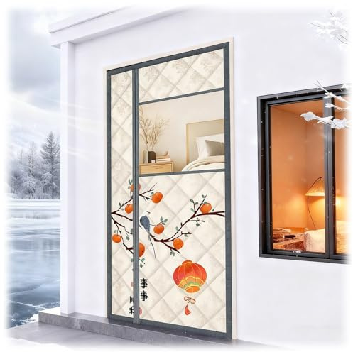 Rideau De Porte Isolant Thermique Ouverture Latérale, Rideau De Porte Magnétique Fenêtre Transparente, Rideau Thermique Hiver Anti Froid Dans Cuisine Isolant Phonique(Beige,W80XH200CM)