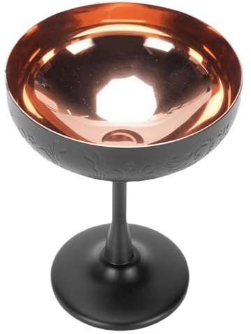 NOENNULL Verre à Vin Incassable en Acier Inoxydable au Design élégant, Léger et Résistant pour Cocktails, Desserts, Fêtes de Famille, en Intérieur ou en Extérieur (Noir gravé)