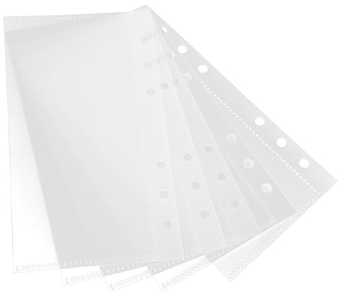 Lurrose Lot de 5 Pochettes A6 pour Classeur Budget, Inserts en Polypropylène Transparent Mat, Intercalaires Perforés Réutilisables, Poche Budgétaire Multi-usage pour Gestion Financière