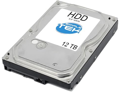 SIMPLETEK - Interne Festplatte 12TB Pro - 3,5 SATA III 6Gb/s - Speziell für Videoüberwachung AI, DVR und NAS - Hohe Zuverlässigkeit 24/7 - WD122PURP