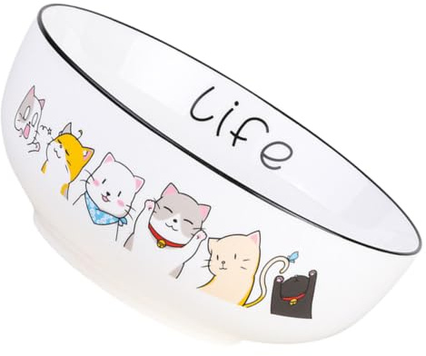UPKOCH Ciotola in Ceramica Scodella con Design Giapponese a Tema Cartone Animato Gatto e Volume Sufficiente Fondo Antiscivolo per Zuppa e Ramen