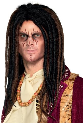 Smiffys Deluxe Voodoo-Dreadlock-Perücke, Braunund Schwarz Halloween