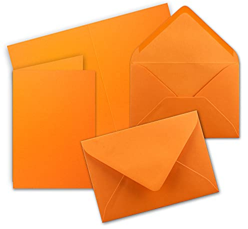 20x Faltkarten Set mit Briefumschlägen DIN A6 / C6 - Orange - 14,8 x 10,5 cm (105 x 148) - Doppelkarten Set - Serie FarbenFroh