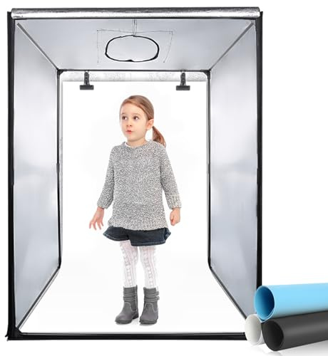 Professional Photo Light Box, Heorryn 16x16x16 Inches Portable Photo Studio Box Folding Shooting Tent Kit with Brightness Dimmable 126 LED Lights and 5 Backdrops for Jewellery, Food, Shoes Photography