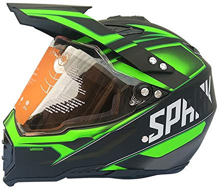 MRDEAR Motorrad Crosshelm mit Visier, Motocross Helm Schwarz und Grün, Full Face MTB Helm Motorradhelm für Quad Pocket Bike ATV Downhill BMX Enduro Damen Herren Sport Sicherheit Schutz,M