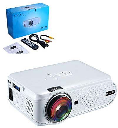 Mini Beamer Tragbar Projektor mit 1500 Lumen LCD-Heimkinoprojektor 130''Display und 15000 Stunden LED-Lebensdauer unterstützt 1080P HDMI/VGA/USB/SD/AV Eingang (U90LCD, White)