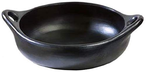Authentic La Chamba Cazuela with Handles - Elegant, All-Natural Black Clay Round Casserole for Braising, Baking, Roasting - Stovetop & Oven Safe – Earthenware, Handmade in Colombia – Large 10 Diameter