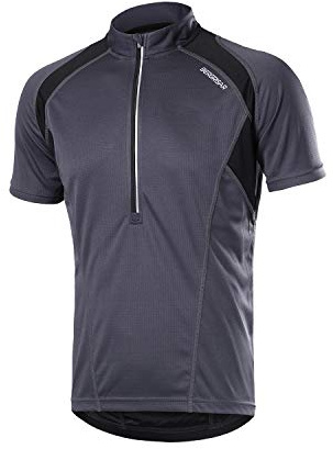 BERGRISAR Herren Radtrikot Fahrradtrikot Kurzarm, Halbem Reißverschluss Rennrad Mountainbike Trikots T Shirt 3+1 Taschen BG060