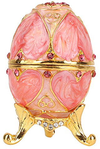 Faberge Scatola Portagioie Smaltata con Diamante,Classico Uovo Vintage Dipinto a Mano da Collezione Smaltato Decorazione Uovo di Pasqua con Cerniera per Collana, Braccialetto, Anello, Decorazioni