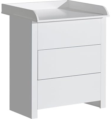 Commode avec Table à Langer pour Chambre Bebe Basic - Evolutif sur Pied Bébé Table à Langer - Compacte Enfant Meuble de Rangement - Evolutive 3 Tiroirs - Réalise Un Ensemble avec Un Lit
