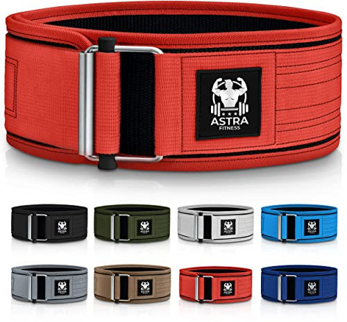 Astra Fitness Fitnessgürtel für Damen und Herren zum Gewichtheben, ideal für Kniebeugen, Ausfallschritte, Thruster, Sportlergürtel (Größe M, rot)