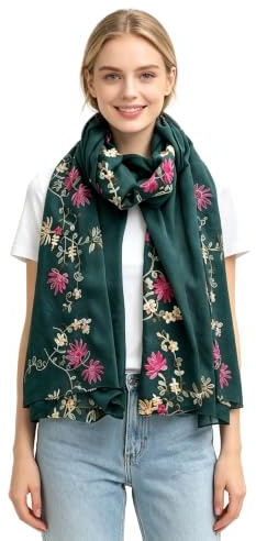 Lina & Lily Damen Schal mit Blumen Bestickt in Verschiedenen Farben