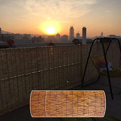 KDDFN Atmungsaktiver Garten-Schilfzaun,Beschattung Retro-Rollos,Natürlicher Sichtschutz-Schilfvorhang,Umweltfreundlicher Dekorativer Schilfzaun,für Hof,Garten,Balkon,Anpassbar (160x600cm/5.2x20ft)