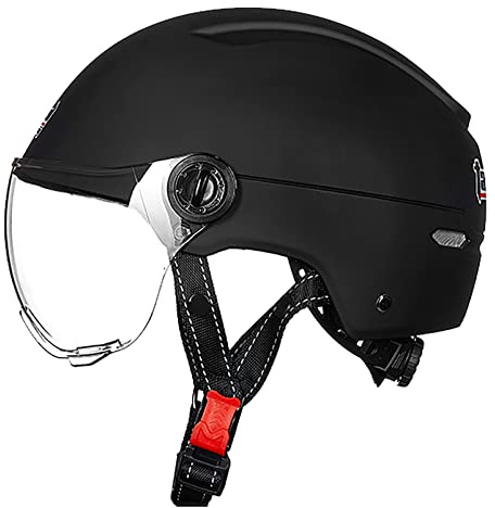 JATIBOSH Schutz Vor Wind Und Regen Retro Halbhelm, UV Protective Motorradhelm Herausnehmbar Vintage Rollerhelm, Weich Und Bequem Jethelm Helm, Herren Damen Outdoor ECE Zertifiziert