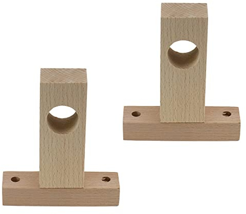Wealrit 2 Stück unlackierte Holz-Gardinenstangenhalterungen, Schrankendhalterung, Kleiderstangenhalter mit Schrauben, passend für Stangen mit 25 mm Durchmesser