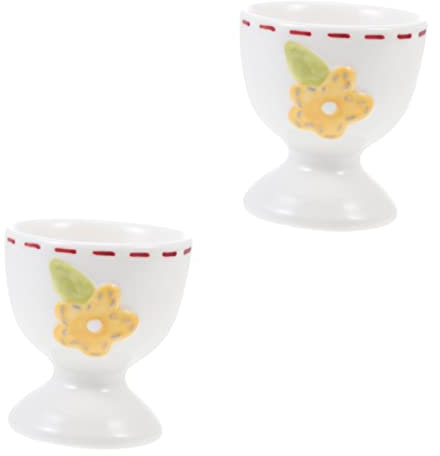 Cabilock 2 Pezzi Vassoio Porta Uova in Ceramica Tazza Per Colazione Design Adorabile Facile Da Lavare Casa Ristorante