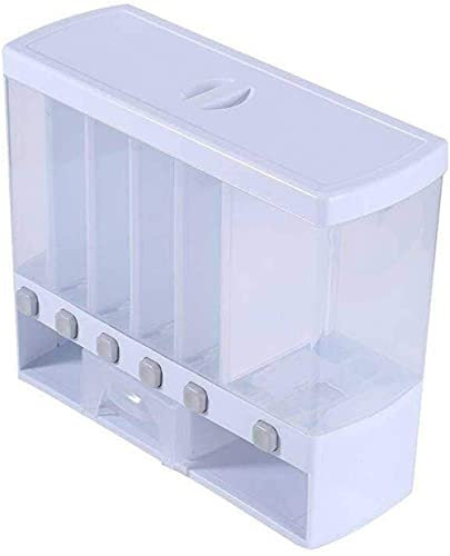 YZJSSL Dispensador De Cereales - Dispensador De Cereales Y Alimentos Secos Montado En La Pared para Avena, Dulces, Cereales, Nueces, Frijoles, Pasas, 6 Compartimentos
