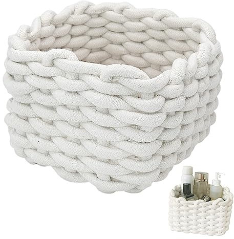 Panier Rangement, Boîte de Rangement en Corde de Coton petit pour accessoires de salle de bain à domicile