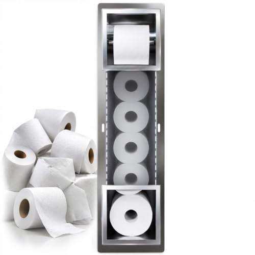 Badland WC Wandnische Unterputz mit Toilettenpapierhalter, Wall Box Paper 2 Silber, integrierter Klopapierhalter für Badezimmer, Gäste-WC & Moderne Badgestaltung