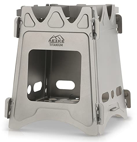 Camping Wood Stove Portable Folding Lightweight Titanium Wood Burning Backpacking Stove for Outdoor Survival Cooking Picnic Hunting QUKAN