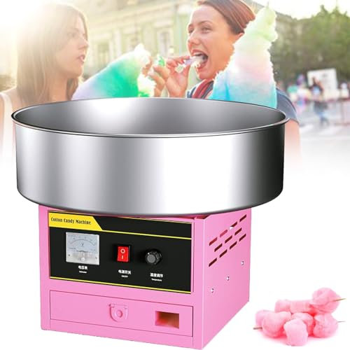 DPQYJPP Cotton Candy Machine Commercial Candy Floss Maker Professional Electric Candy Maker with One-Button Start for Kids Birthday Family Party Christmas Children's Day and Wedding,Pink
