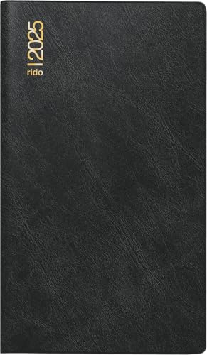 rido/idé Taschenkalender Modell Miniplaner d 15 (2025), 2 Seiten = 1 Monat, A6, Schaumfolien-Einband Catana, schwarz